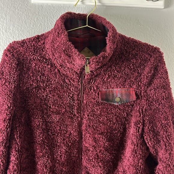Pendleton Burgundy Sherpa Wool Blend Full Zip Jacket - Picture 12 of 12